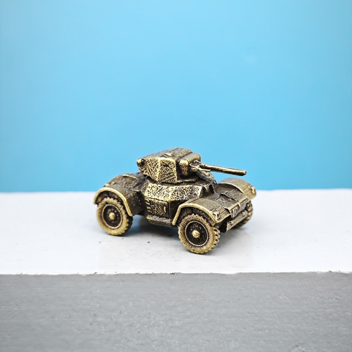 Vintage Collectible Cars - Vintage Brass Wheeled Armored Car Miniature