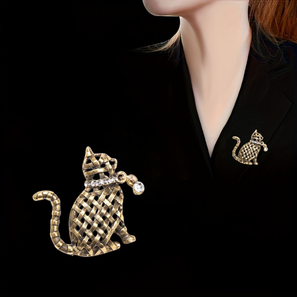 Ornate Woven Cat Brooch Collec - đánh giá và giá Collectible Vintage Brooches
