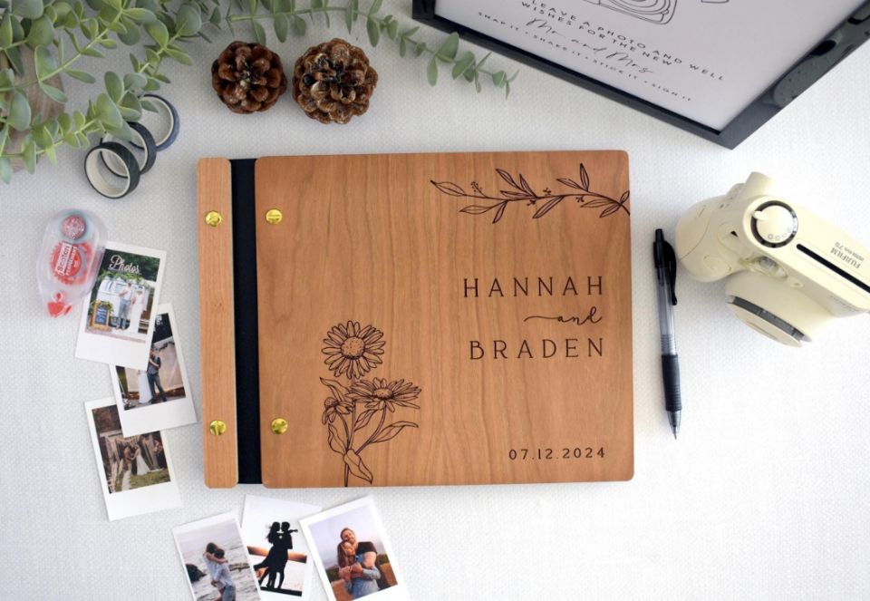 Wooden Wedding Guest Book Phot - đánh giá và giá Polaroid Photo Album