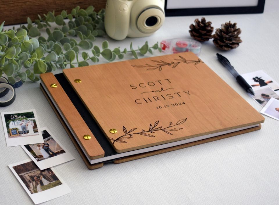 Wooden Wedding Guest Book Phot - đánh giá và giá Polaroid Photo Album